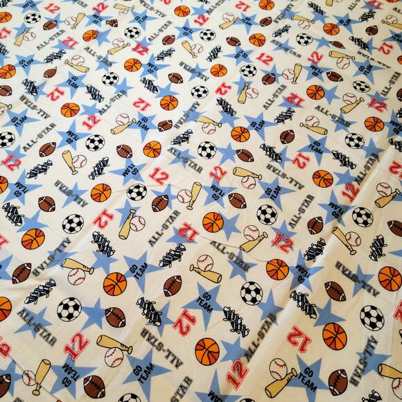 Cotton Fabric All Star Sports Balls Megaphone Joann Fabrics Football  34 x 43” - Picture 7 of 8